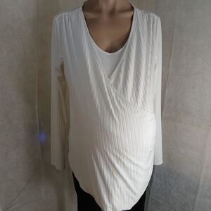 Isabel Off White Wrap Maternity Top Women's Size Small
